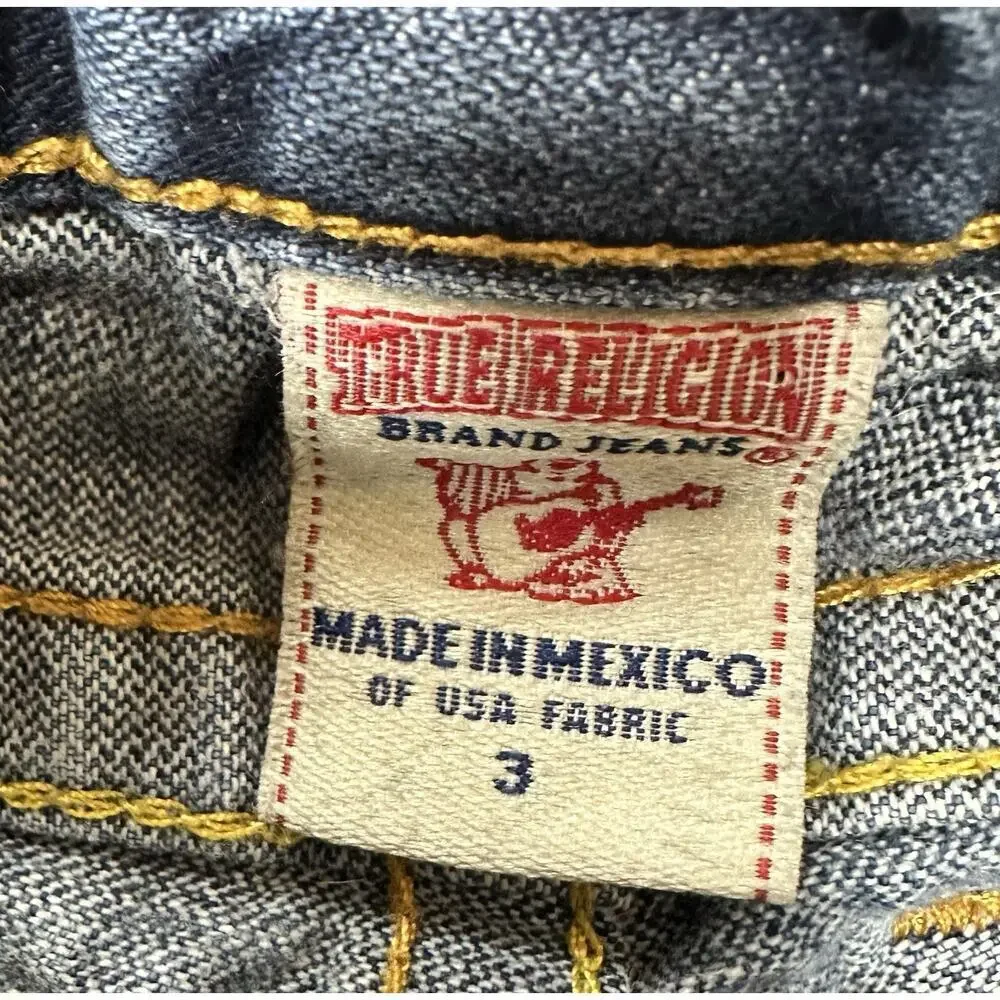 True Religion Jeans Girls Size 3 Toddler Distressed Fashion Wide Leg